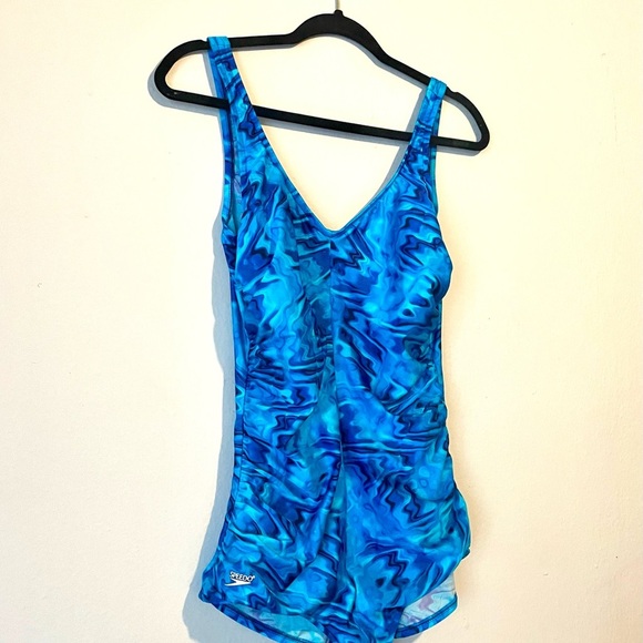 Speedo Blue Swirl One-Piece Swimsuit - Picture 2 of 9